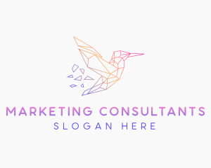 Minimal Geometric Hummingbird Bird logo design