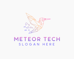 Minimal Geometric Hummingbird Bird logo design