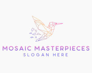 Minimal Geometric Hummingbird Bird logo design