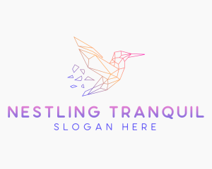 Minimal Geometric Hummingbird Bird logo design