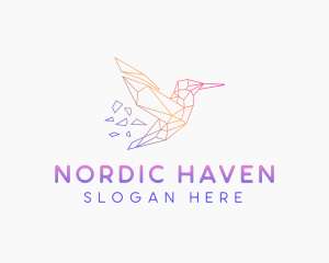 Minimal Geometric Hummingbird Bird logo design