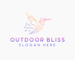 Minimal Geometric Hummingbird Bird logo design