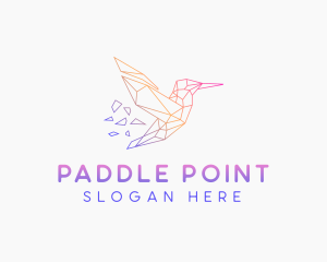 Minimal Geometric Hummingbird Bird logo design