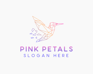 Minimal Geometric Hummingbird Bird logo design