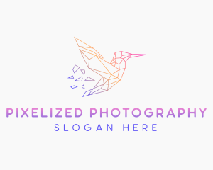 Minimal Geometric Hummingbird Bird logo design