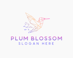 Minimal Geometric Hummingbird Bird logo design