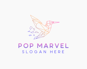 Minimal Geometric Hummingbird Bird logo design