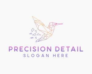 Minimal Geometric Hummingbird Bird logo design