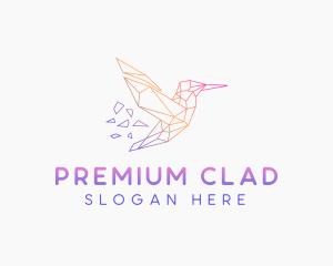 Minimal Geometric Hummingbird Bird logo design