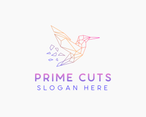 Minimal Geometric Hummingbird Bird logo design