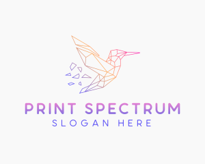 Minimal Geometric Hummingbird Bird logo design