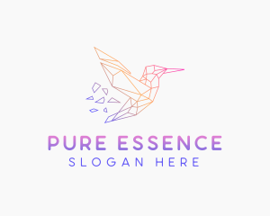 Minimal Geometric Hummingbird Bird logo design