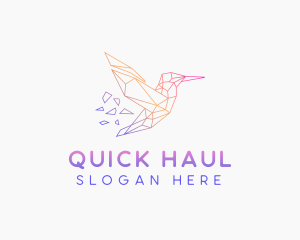 Minimal Geometric Hummingbird Bird logo design