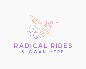 Minimal Geometric Hummingbird Bird logo design