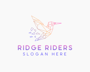 Minimal Geometric Hummingbird Bird logo design