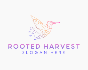 Minimal Geometric Hummingbird Bird logo design