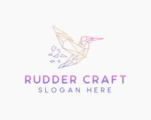 Minimal Geometric Hummingbird Bird logo design