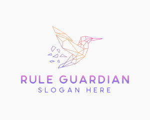 Minimal Geometric Hummingbird Bird logo design