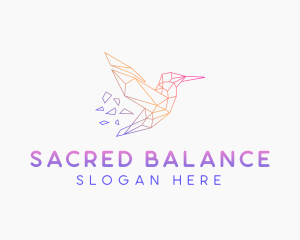 Minimal Geometric Hummingbird Bird logo design