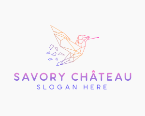 Minimal Geometric Hummingbird Bird logo design