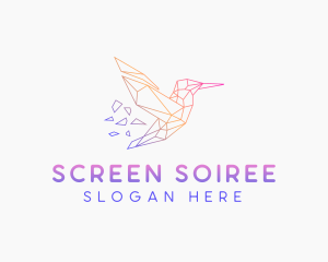 Minimal Geometric Hummingbird Bird logo design