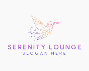 Minimal Geometric Hummingbird Bird logo design