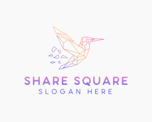 Minimal Geometric Hummingbird Bird logo design