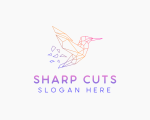 Minimal Geometric Hummingbird Bird logo design