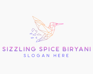 Minimal Geometric Hummingbird Bird logo design