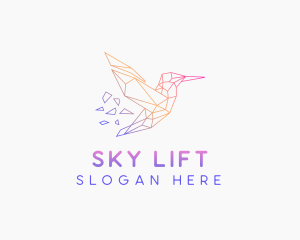 Minimal Geometric Hummingbird Bird logo design