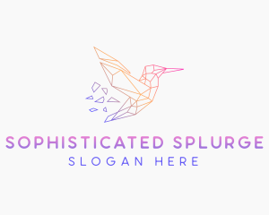 Minimal Geometric Hummingbird Bird logo design