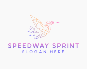 Minimal Geometric Hummingbird Bird logo design