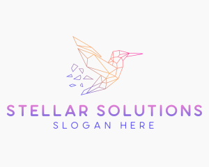 Minimal Geometric Hummingbird Bird logo design