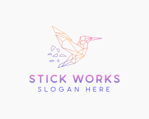 Minimal Geometric Hummingbird Bird logo design