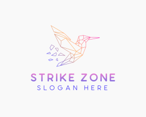 Minimal Geometric Hummingbird Bird logo design