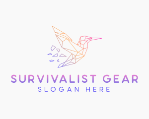 Minimal Geometric Hummingbird Bird logo design