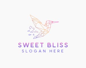 Minimal Geometric Hummingbird Bird logo design