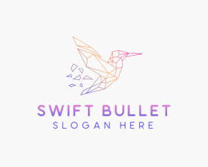 Minimal Geometric Hummingbird Bird logo design