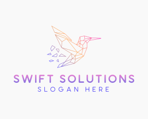 Minimal Geometric Hummingbird Bird logo design