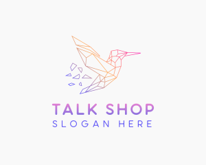 Minimal Geometric Hummingbird Bird logo design