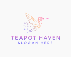 Minimal Geometric Hummingbird Bird logo design