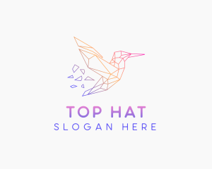 Minimal Geometric Hummingbird Bird logo design