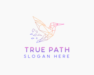 Minimal Geometric Hummingbird Bird logo design