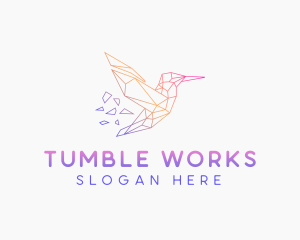 Minimal Geometric Hummingbird Bird logo design