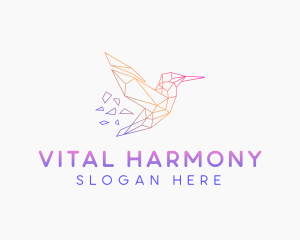 Minimal Geometric Hummingbird Bird logo design