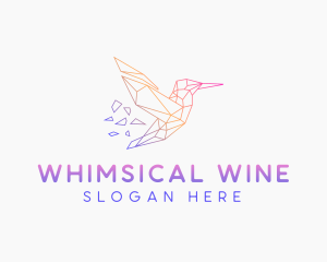 Minimal Geometric Hummingbird Bird logo design