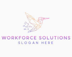 Minimal Geometric Hummingbird Bird logo design