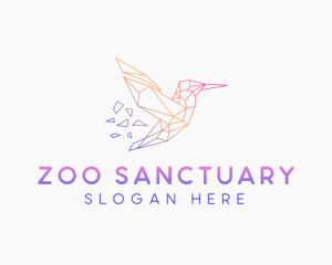 Minimal Geometric Hummingbird Bird logo design