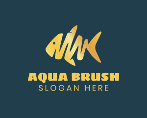 Gold Abstract Fish logo design