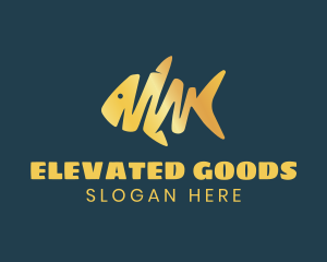 Gold Abstract Fish logo design